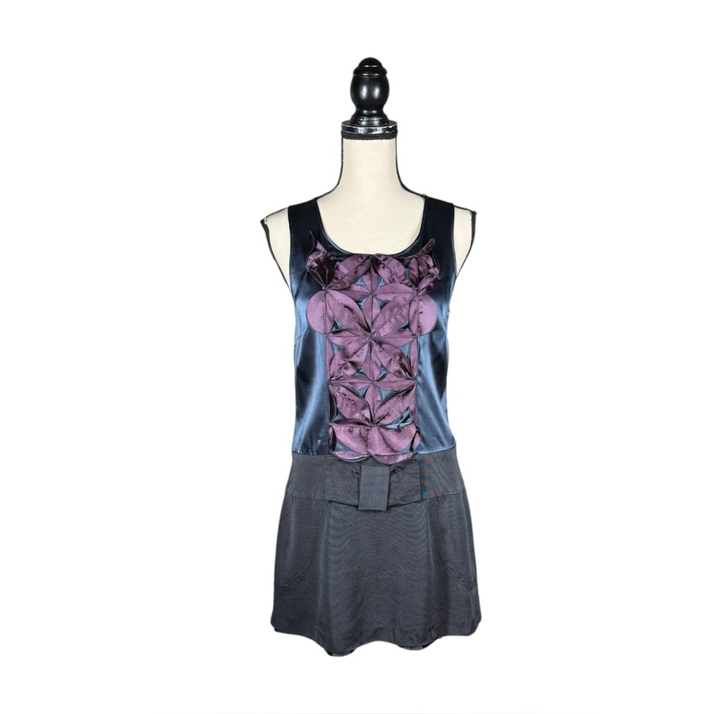 Adolfo Dominguez Embellished Mixed Media Mini Dress